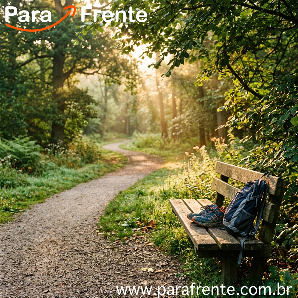 Caminho em parque ao amanhecer representando longevidade ativa e energia sustentável